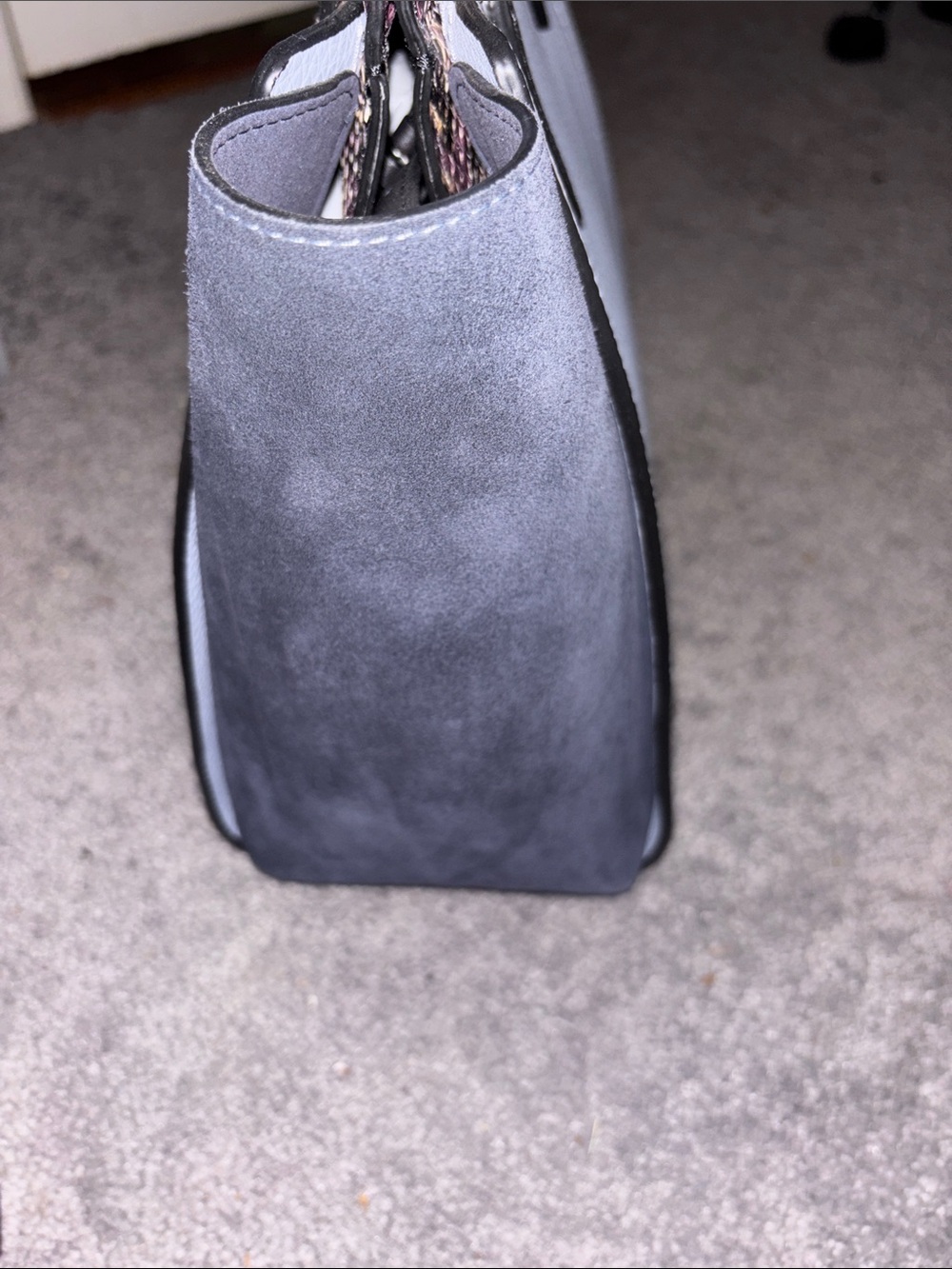 Coach Leather Top-Handle Tote in Light Blue and Dark Blue - Picture 6 of 16